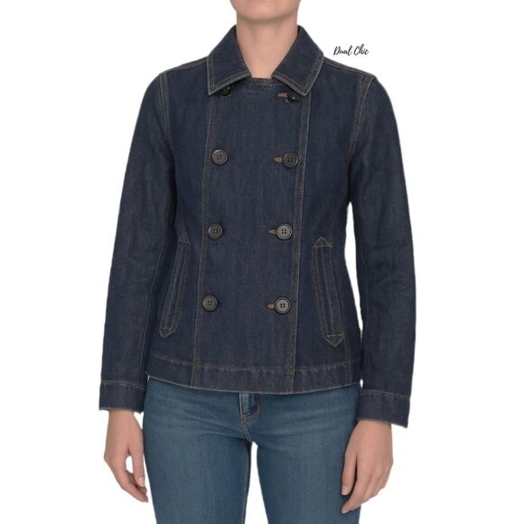 Gap Women’s Double-Breasted Denim Jacket Blazer XS Medium Wash Blue - Picture 7 of 16